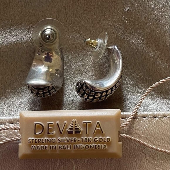 Devata Sterling Silver Earrings J Hoop 2 prs - Picture 2 of 6